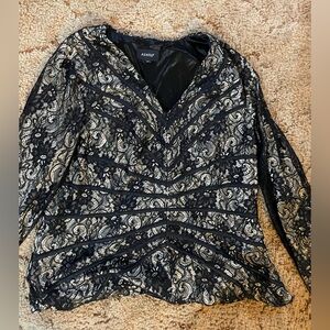 Size Medium lace black and white long sleeve Ashro Blouse.